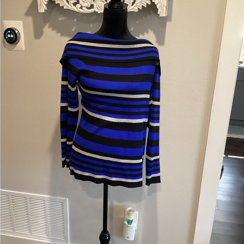 NWT - Cato Striped Blue and Black Sweater - Size 14/16w!!!